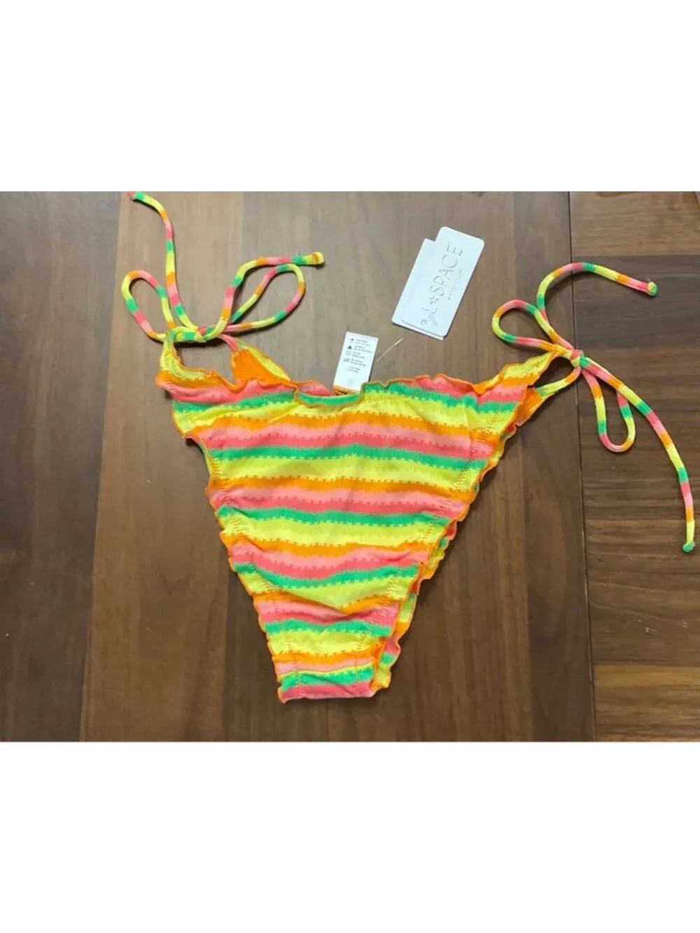 L*Space Women's Roger Bitsy Bikini Bottoms in Under The Sun Stripe New